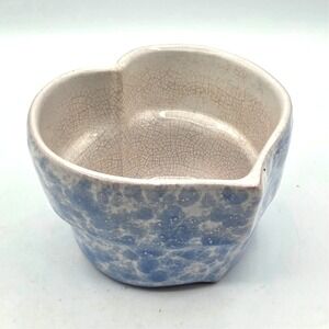 Vintage Bennington Pottery Heart Shaped‎ Bowl/Planter Morning Glory Blue Agate